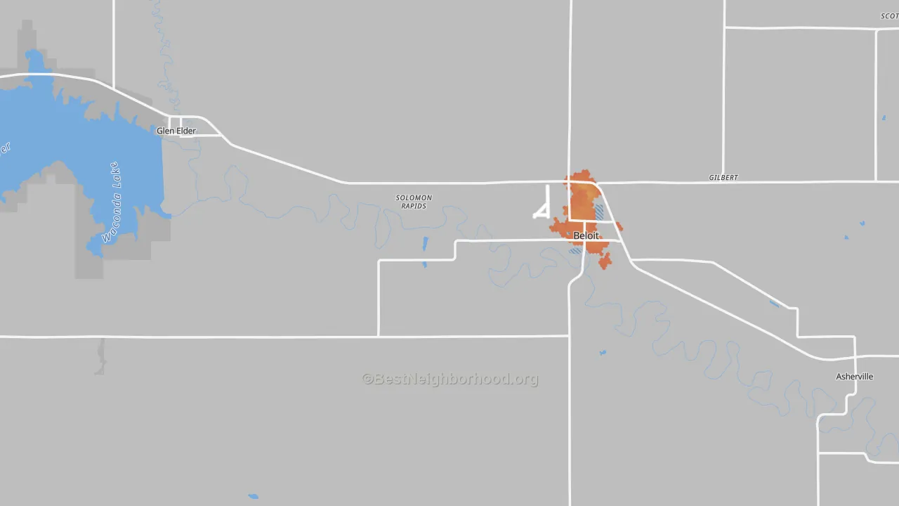 Bike Grade map of Mitchell County, KS