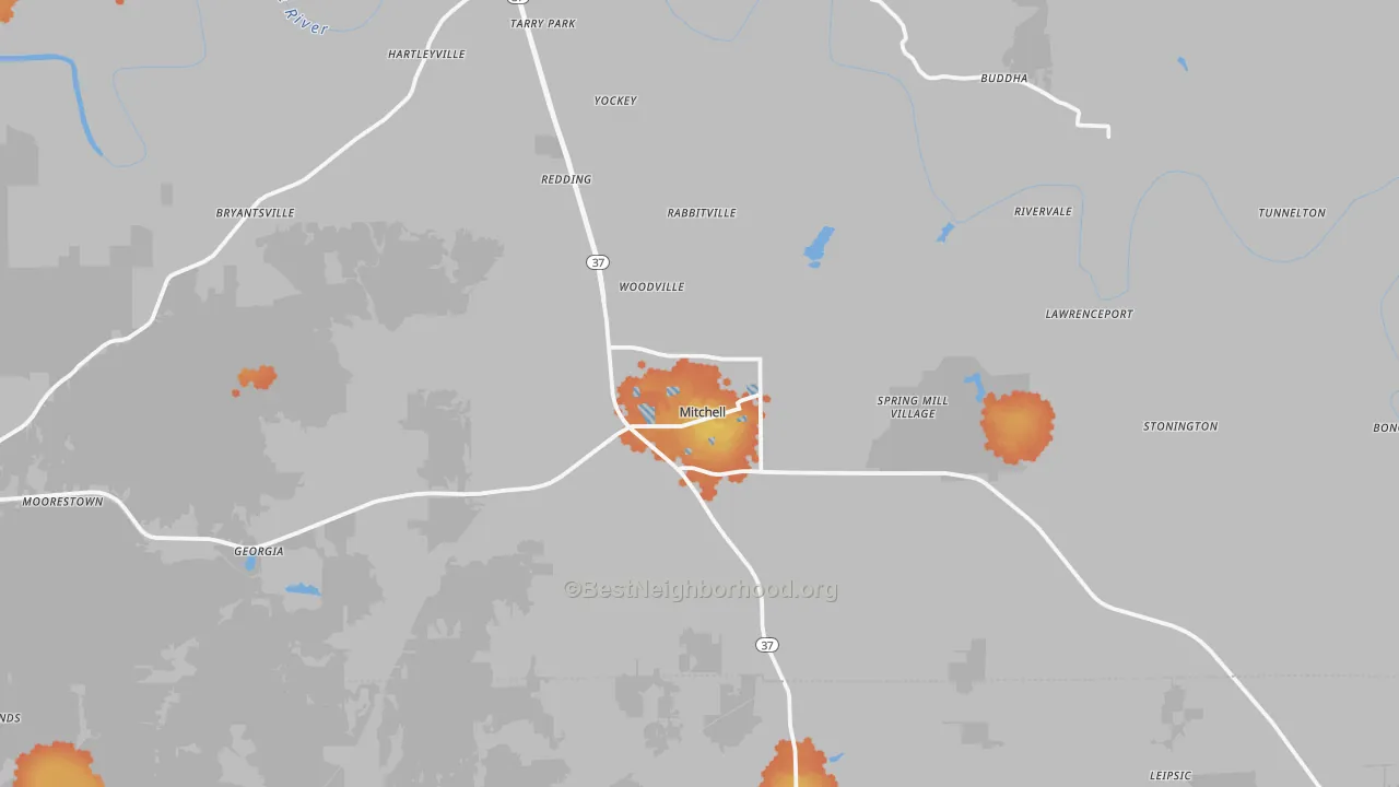 Bike Grade map of Mitchell, IN