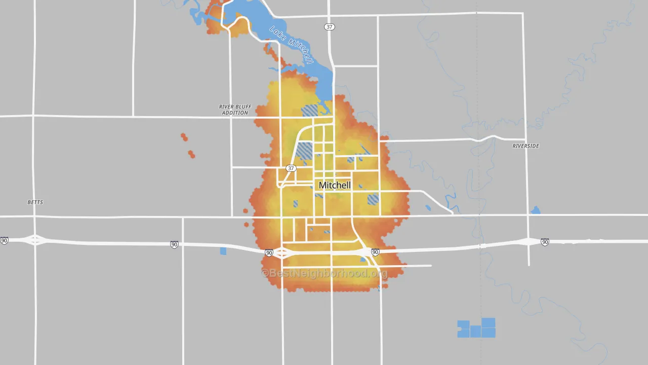 Bike Grade map of Mitchell, SD