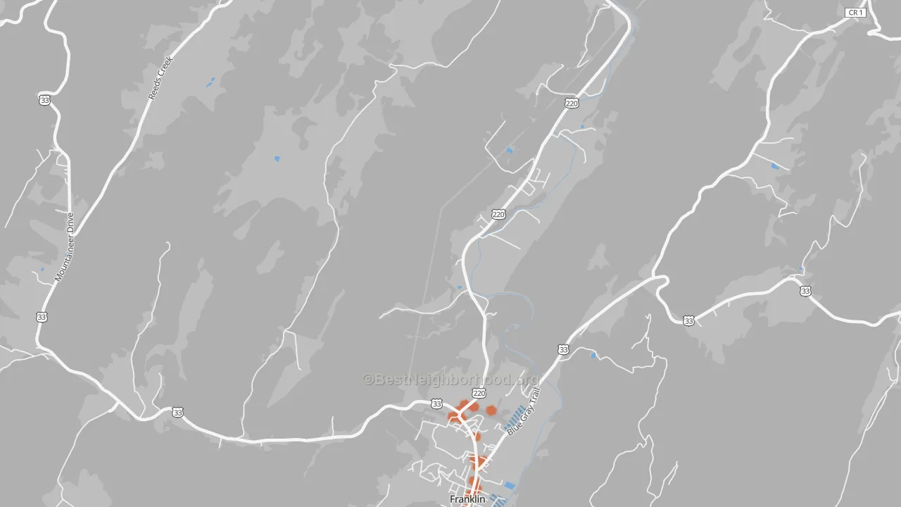 Bike Grade map of Mitchell, WV