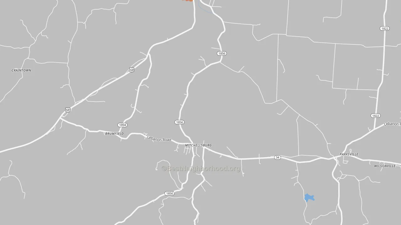 Bike Grade map of Mitchellsburg, KY