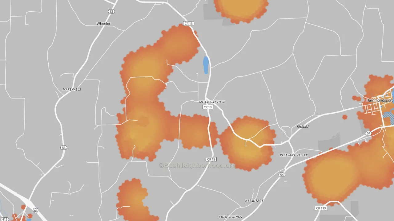Bike Grade map of Mitchellsville, NY