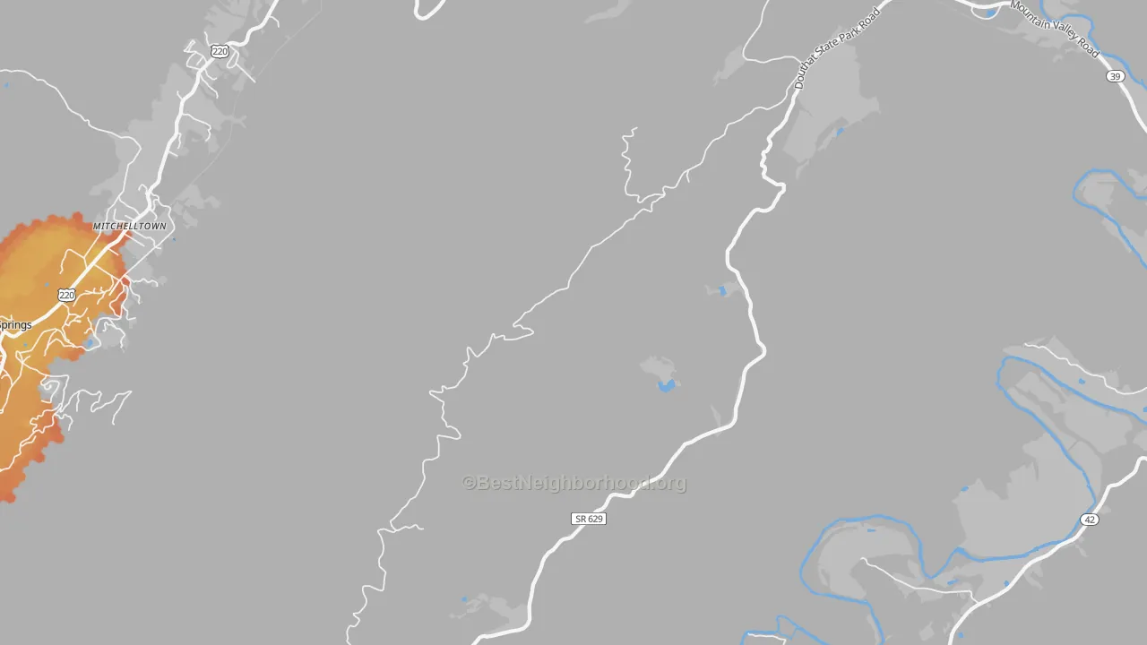 Bike Grade map of Mitchelltown, VA