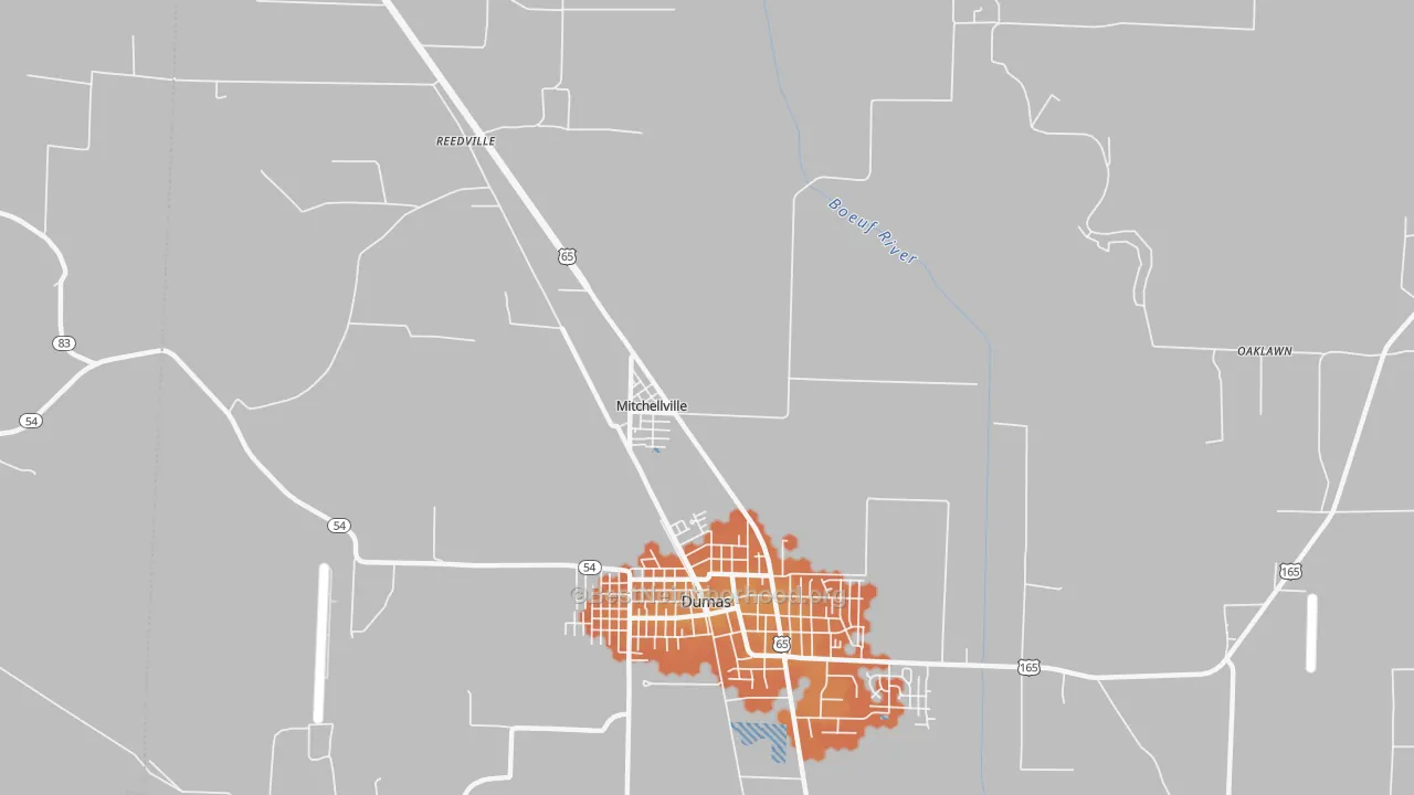 Bike Grade map of Mitchellville, AR
