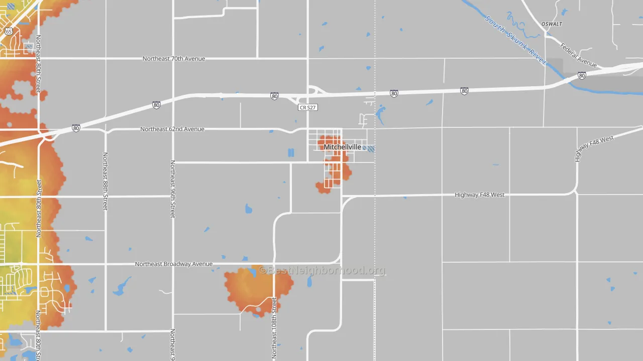 Bike Grade map of Mitchellville, IA