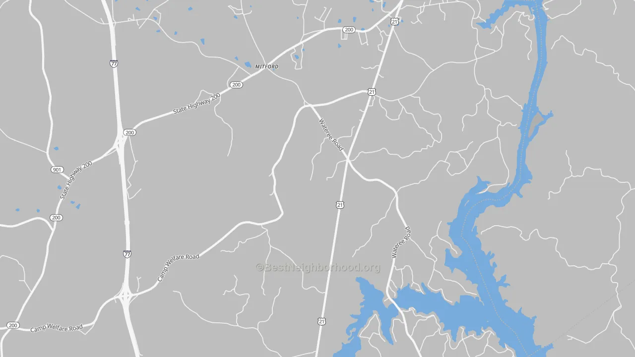 Bike Grade map of Mitford, SC