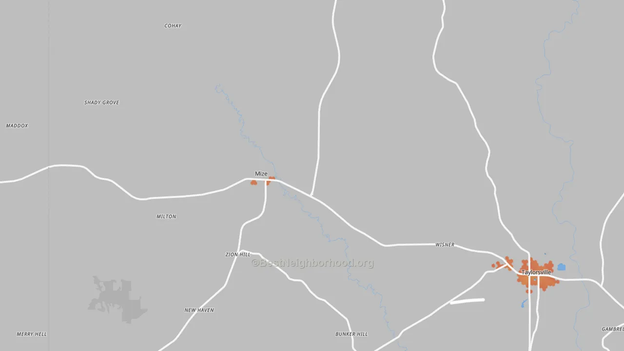 Bike Grade map of Mize, MS