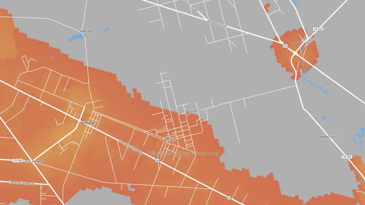 Bike Grade map of Mizpah, NJ