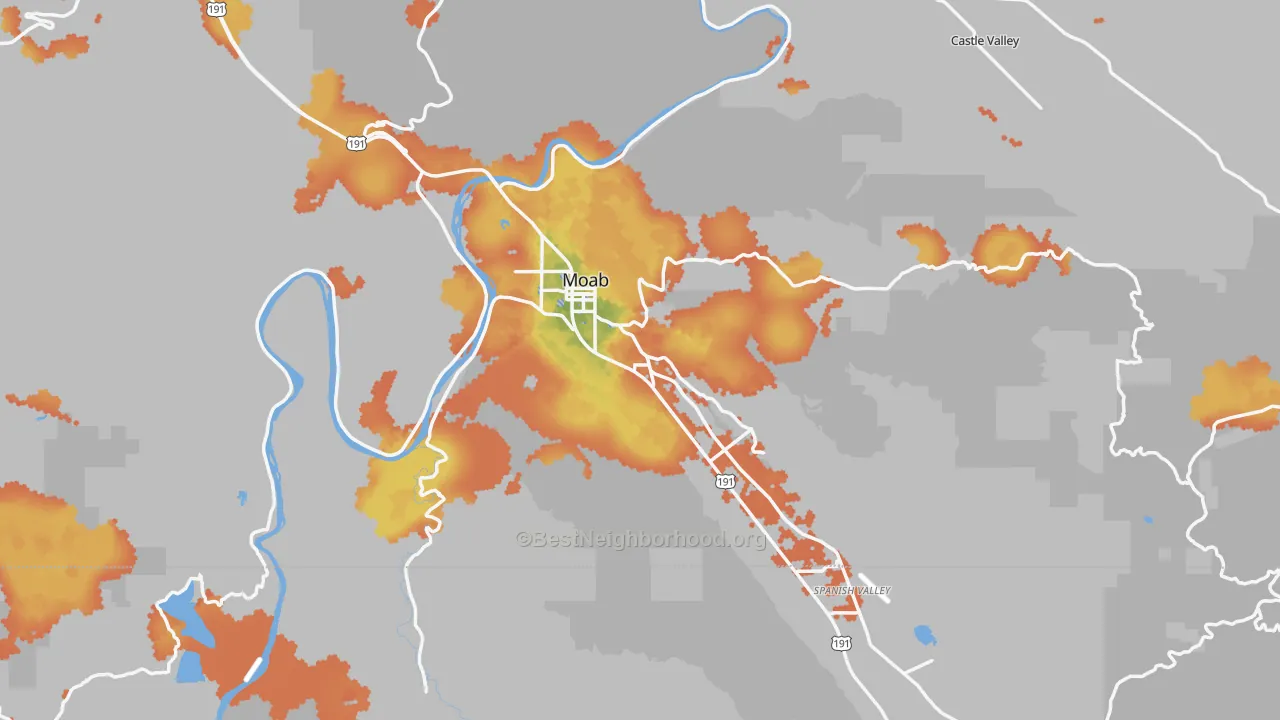 Bike Grade map of Moab, UT