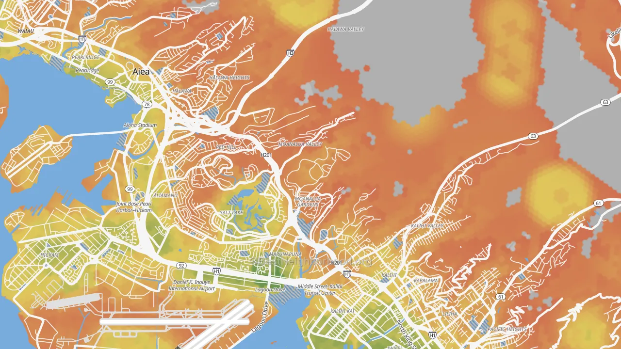 Bike Grade map of Moanalua, Honolulu, HI