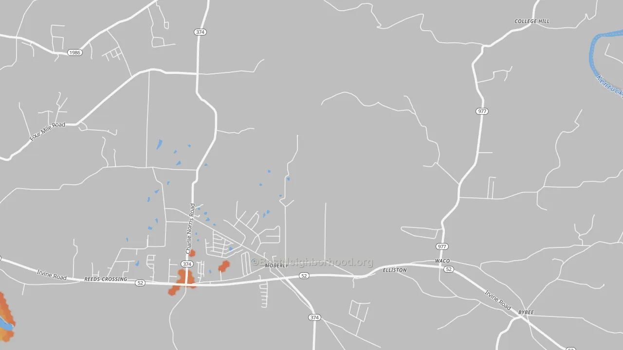 Bike Grade map of Moberly, KY