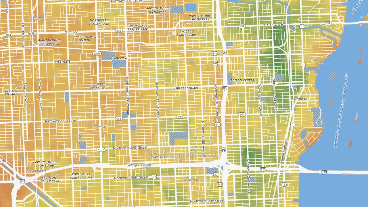 Bike Grade map of Model City, Miami, FL
