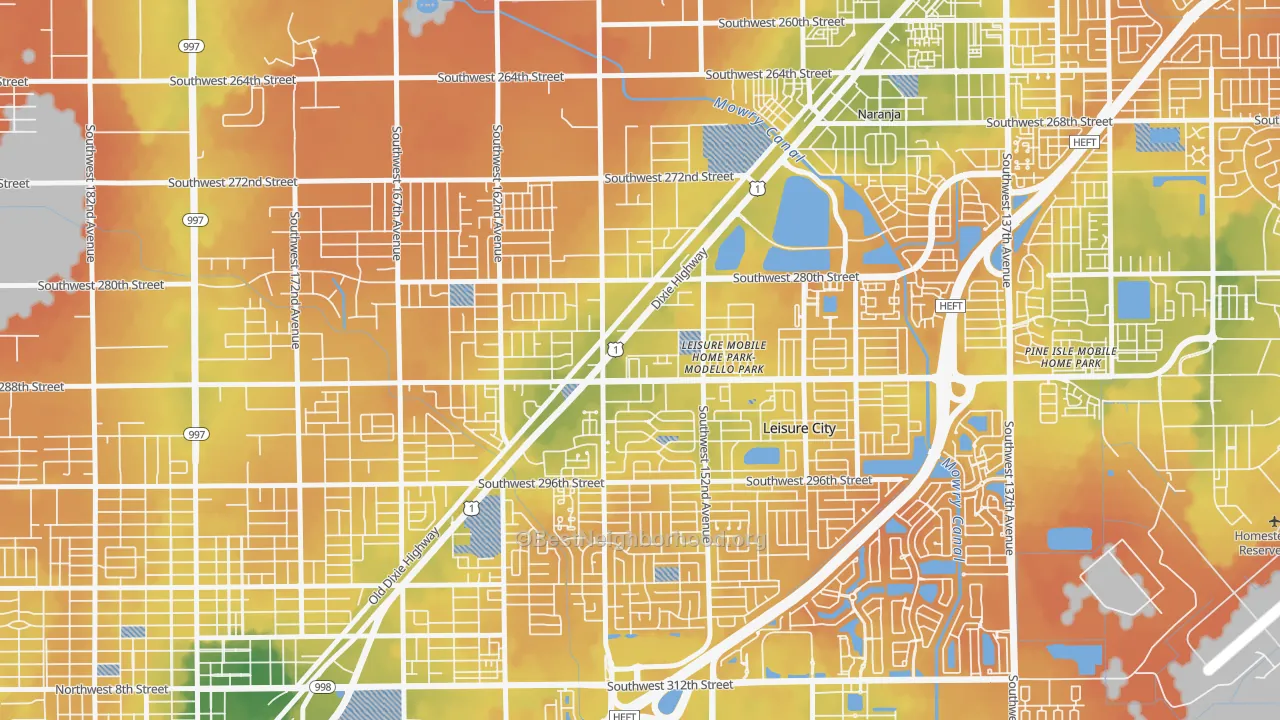 Bike Grade map of Modello, Leisure City, FL
