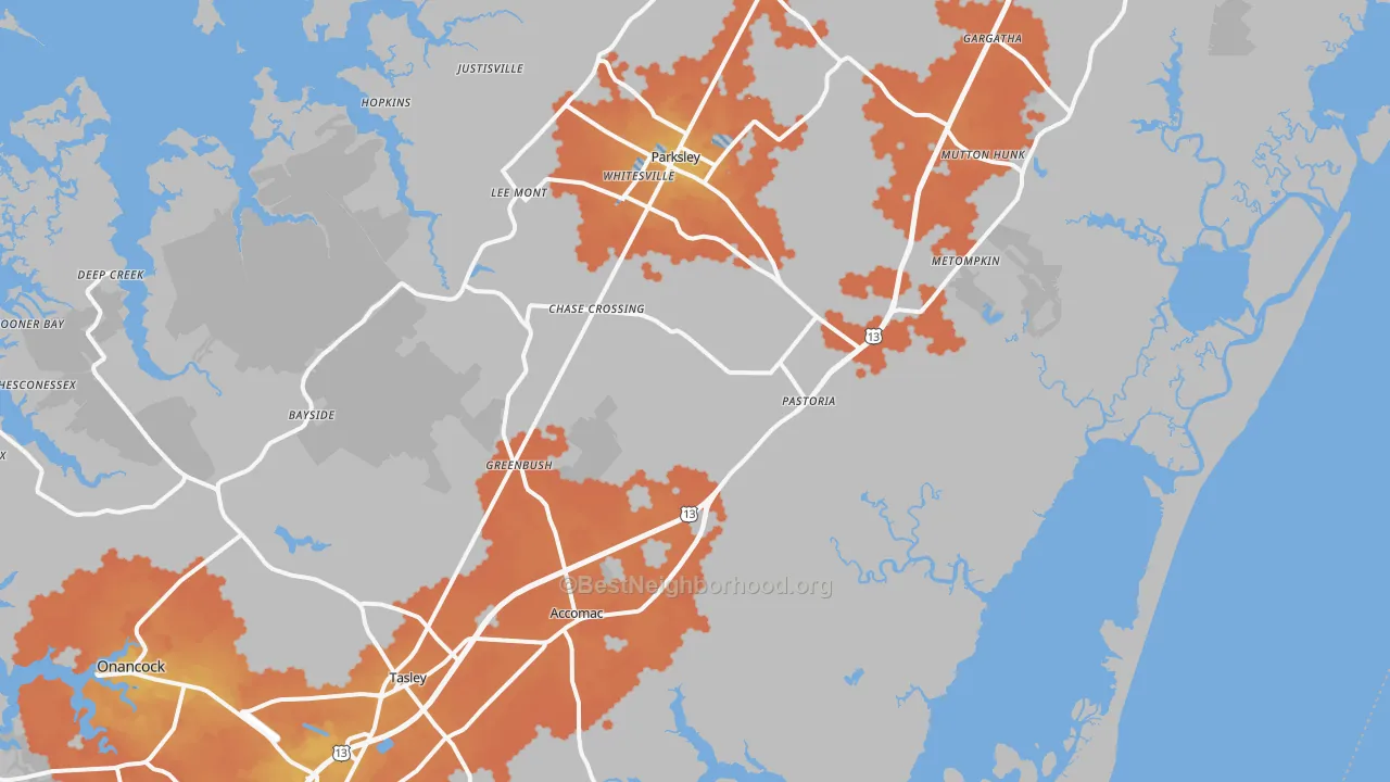 Bike Grade map of Modest Town, VA