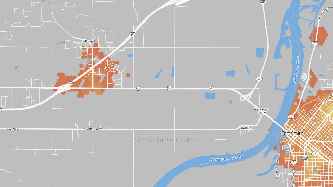 Bike Grade map of Moffett, OK