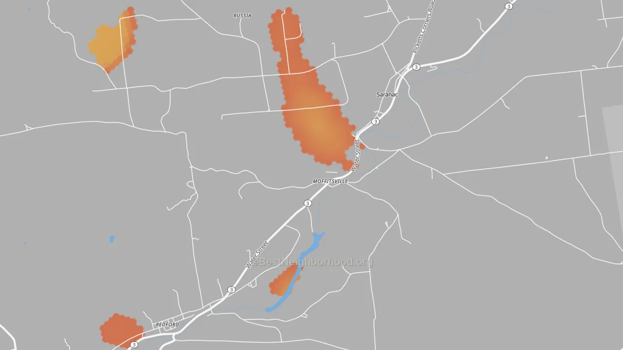 Bike Grade map of Moffitsville, NY