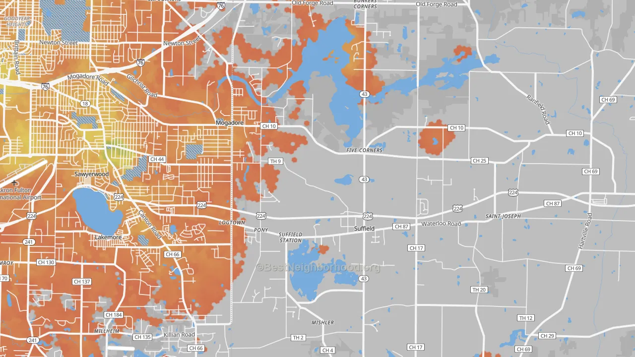 Bike Grade map of Mogadore, OH