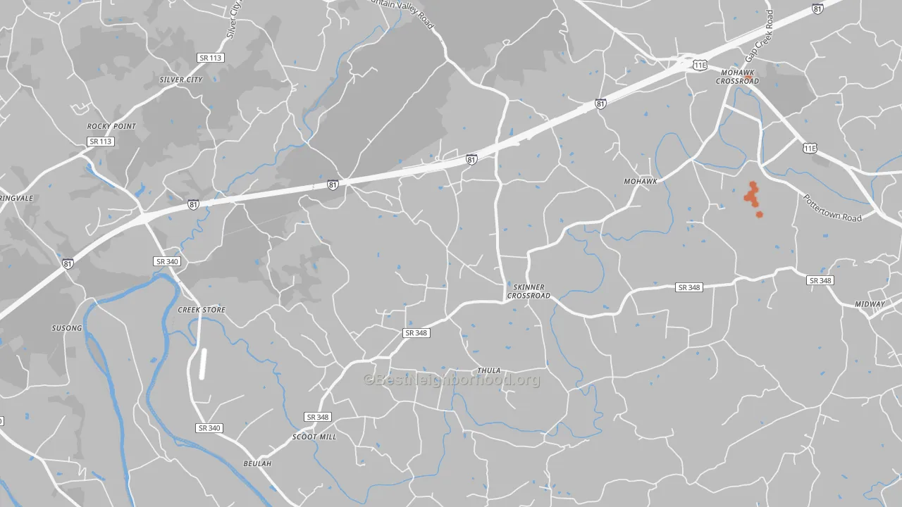 Bike Grade map of Mohawk, TN