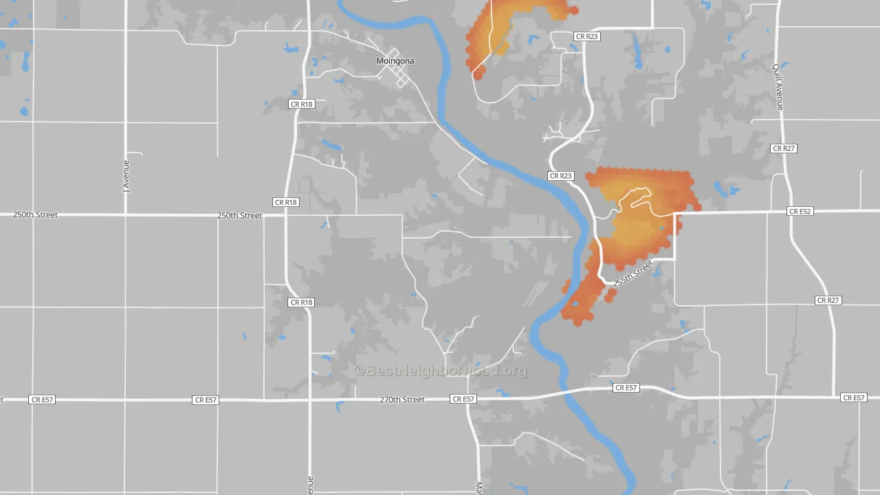 Bike Grade map of Moingona, IA