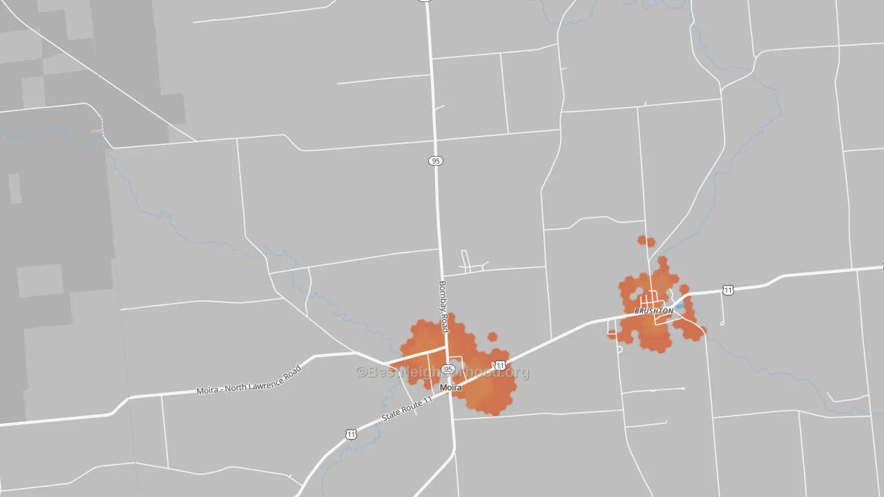 Bike Grade map of Moira, NY