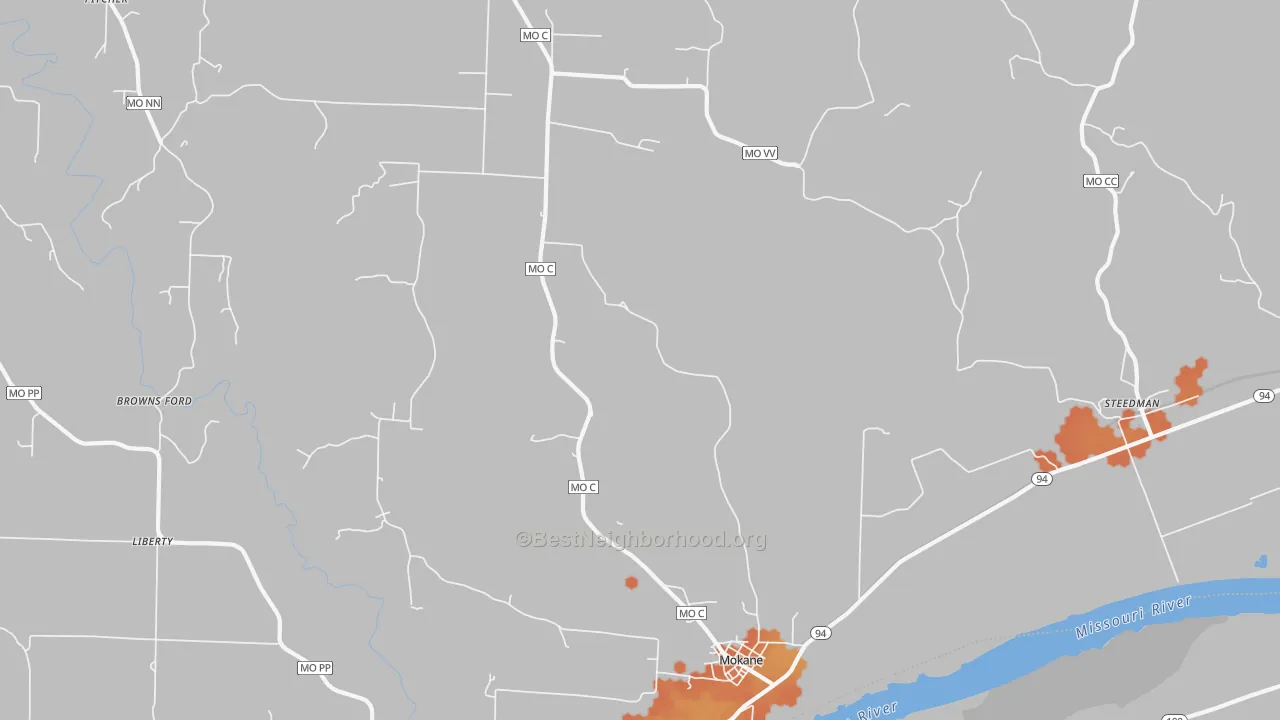 Bike Grade map of Mokane, MO