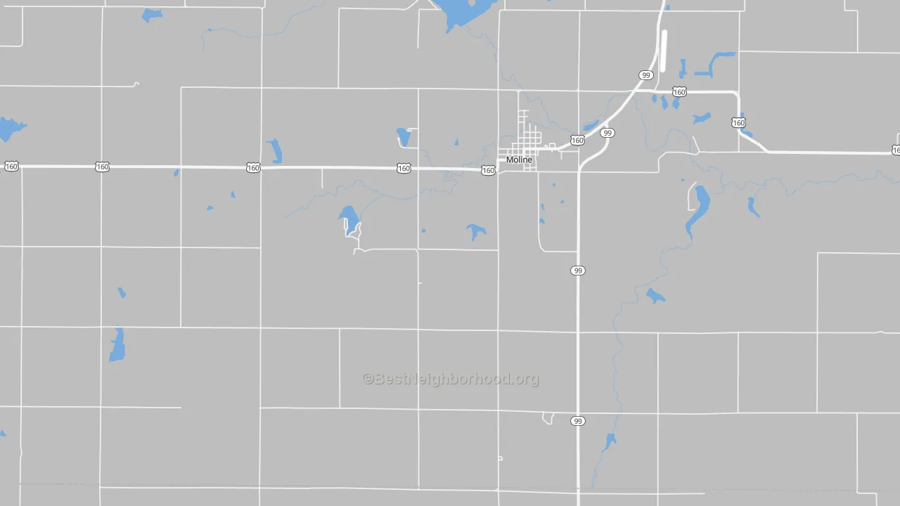 Bike Grade map of Moline, KS