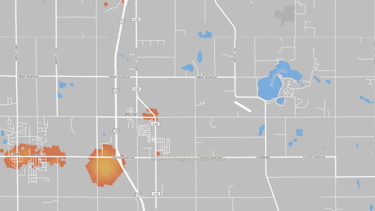 Bike Grade map of Moline, MI