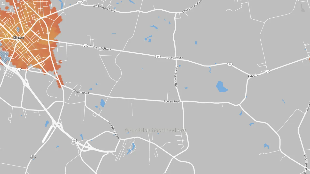 Bike Grade map of Moltonville, NC