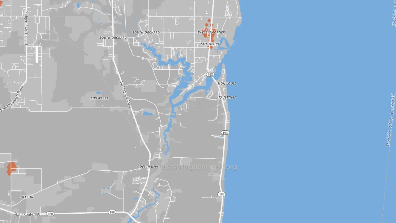 Bike Grade map of Mon Louis, AL