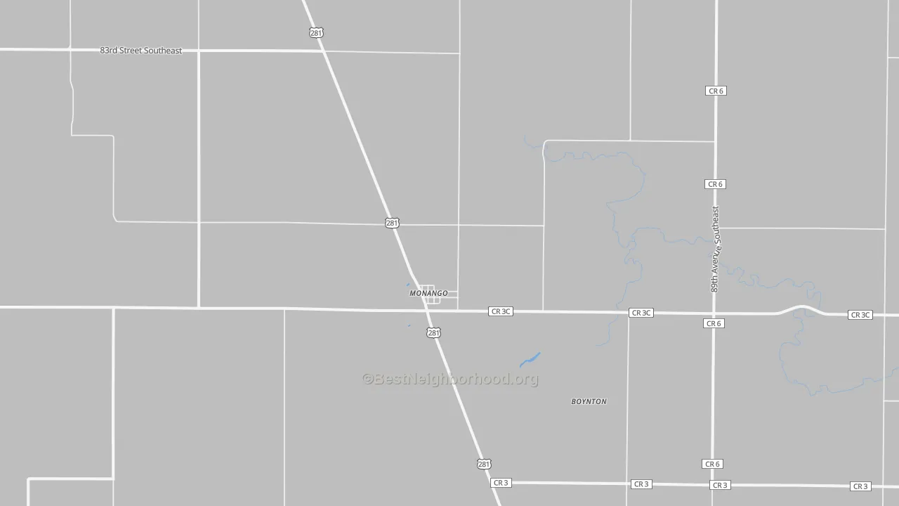 Bike Grade map of Monango, ND