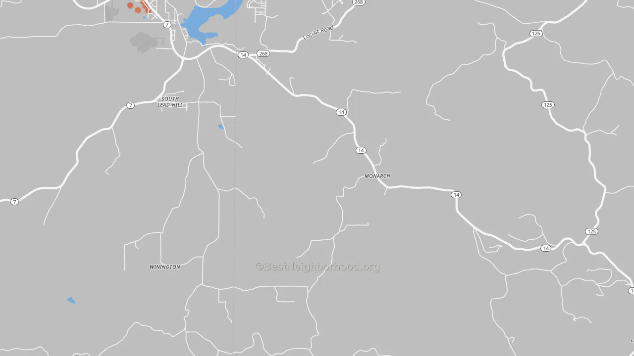 Bike Grade map of Monarch, AR