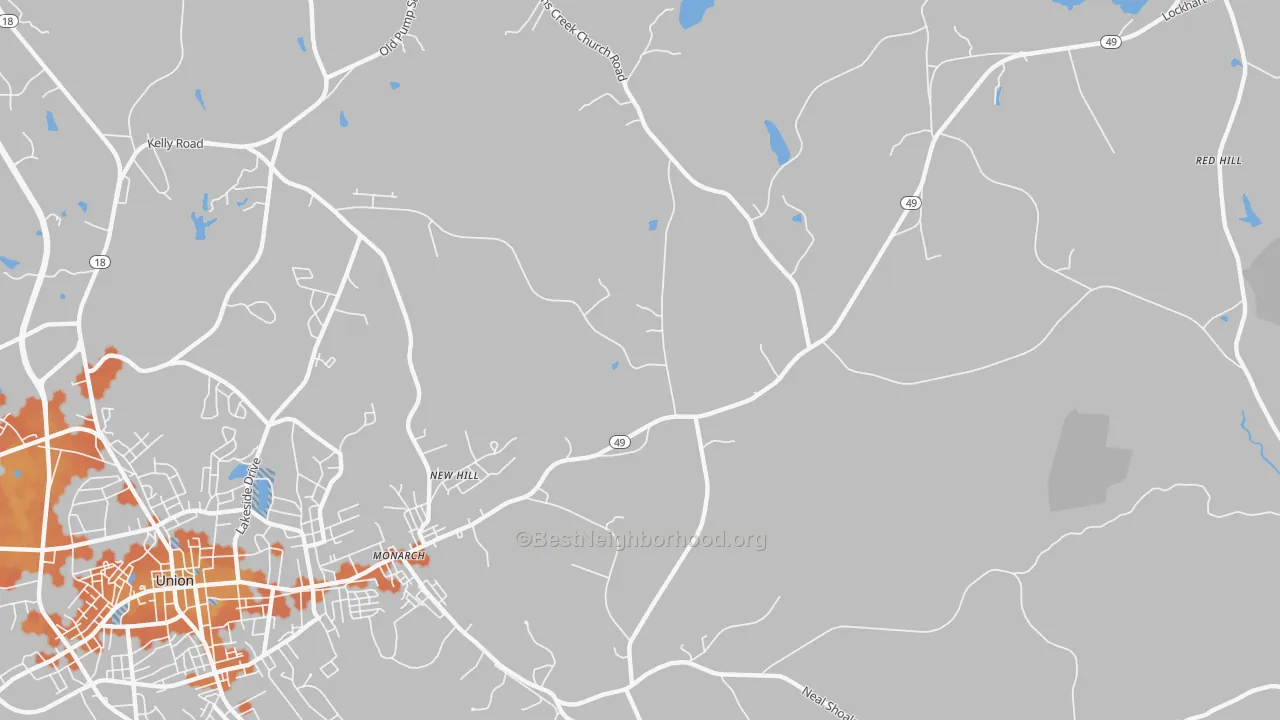 Bike Grade map of Monarch, SC