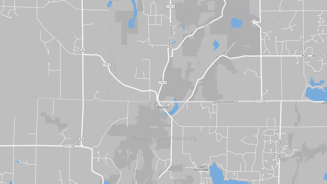 Bike Grade map of Monches, WI