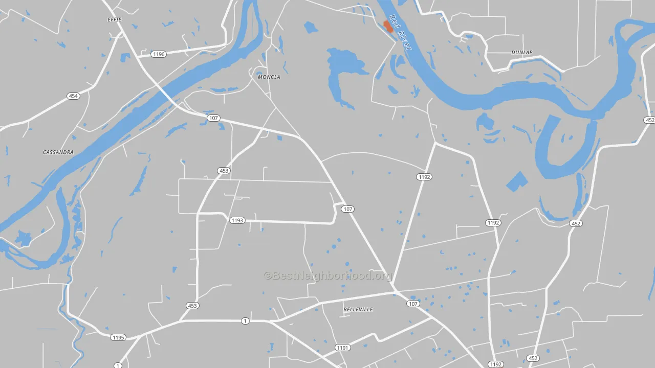 Bike Grade map of Moncla, LA