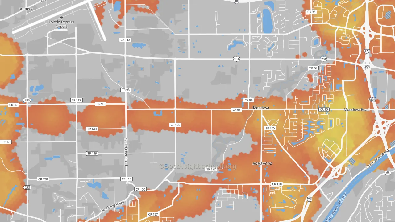 Bike Grade map of Monclova, OH