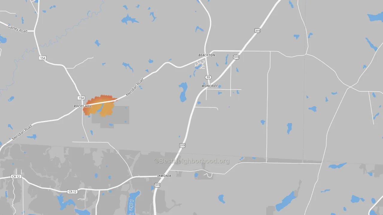 Bike Grade map of Moncrief, GA