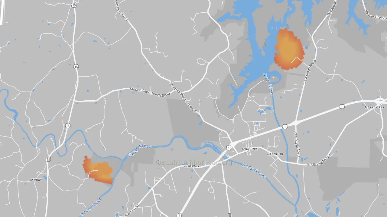 Bike Grade map of Moncure, NC