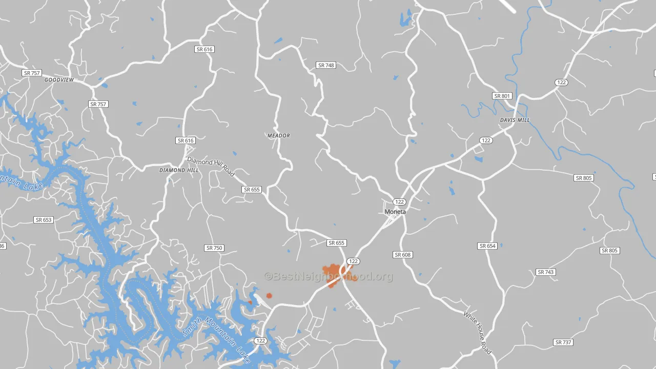 Bike Grade map of Moneta, VA