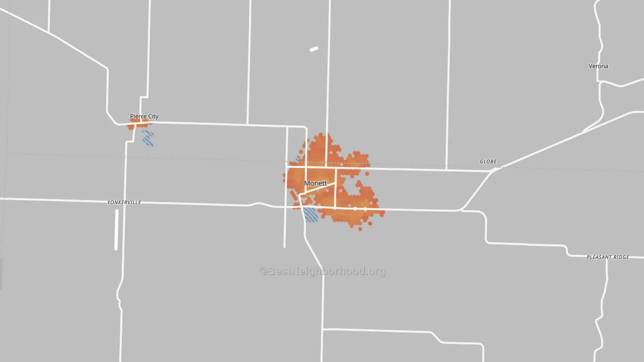 Bike Grade map of Monett, MO