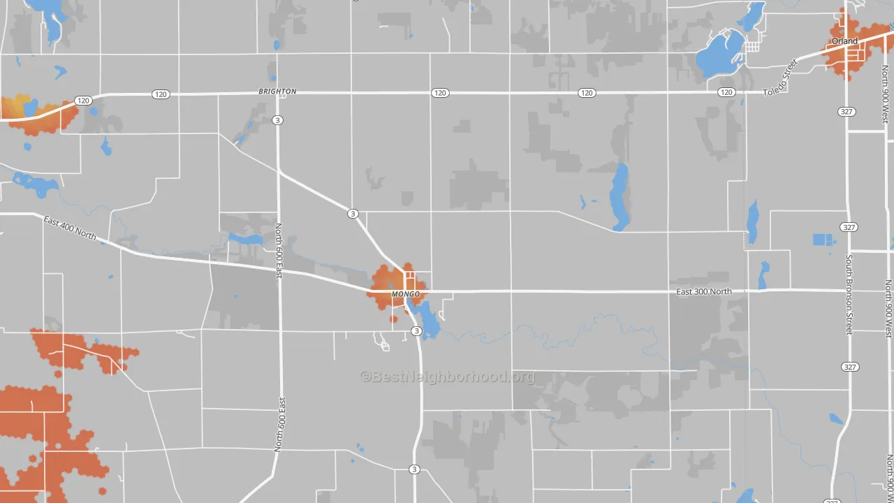 Bike Grade map of Mongo, IN