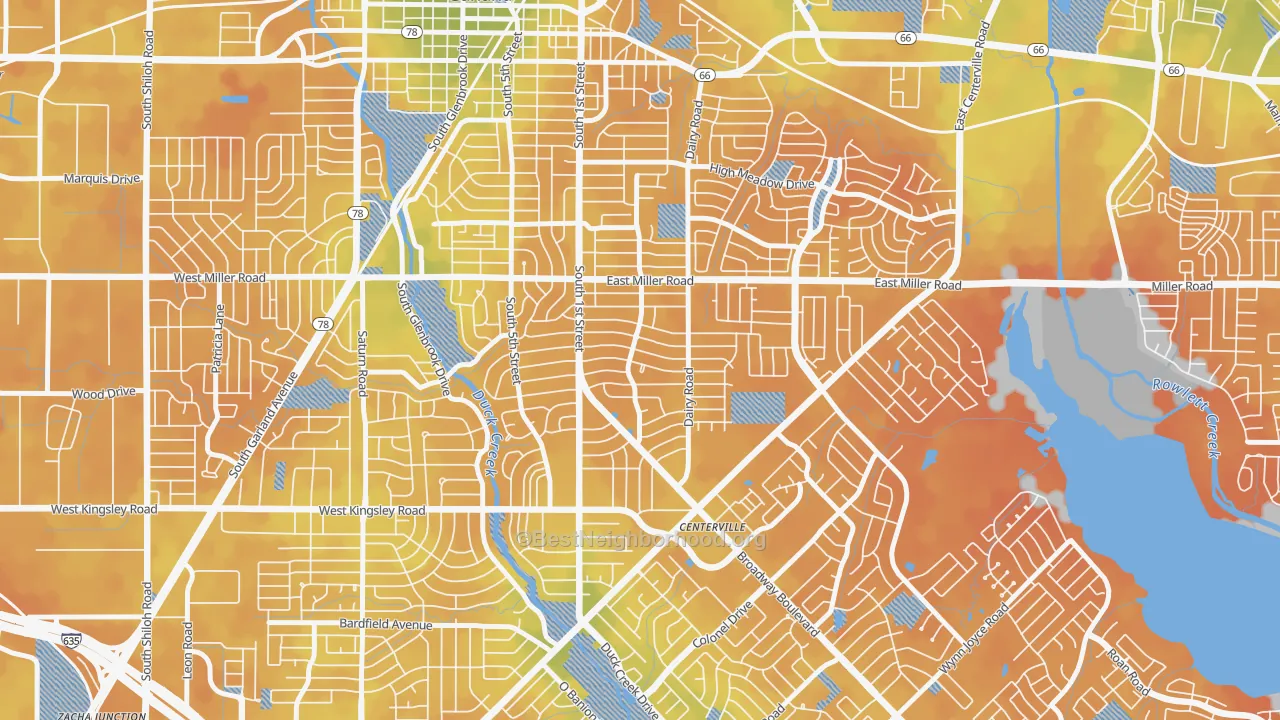 Bike Grade map of Monica Park, Garland, TX