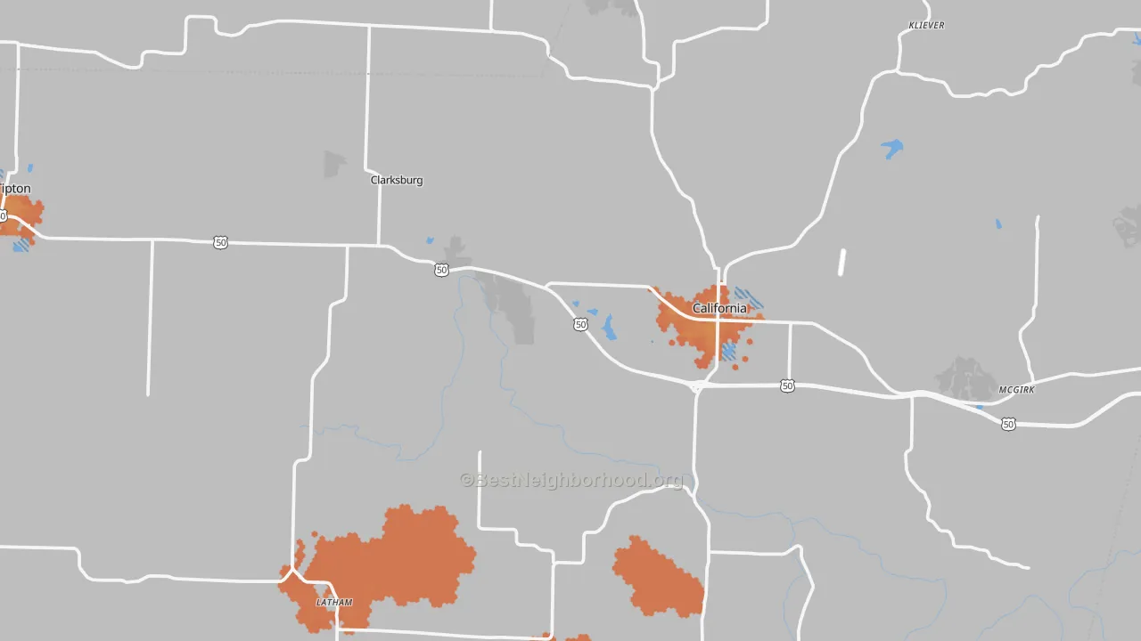 Bike Grade map of Moniteau County, MO