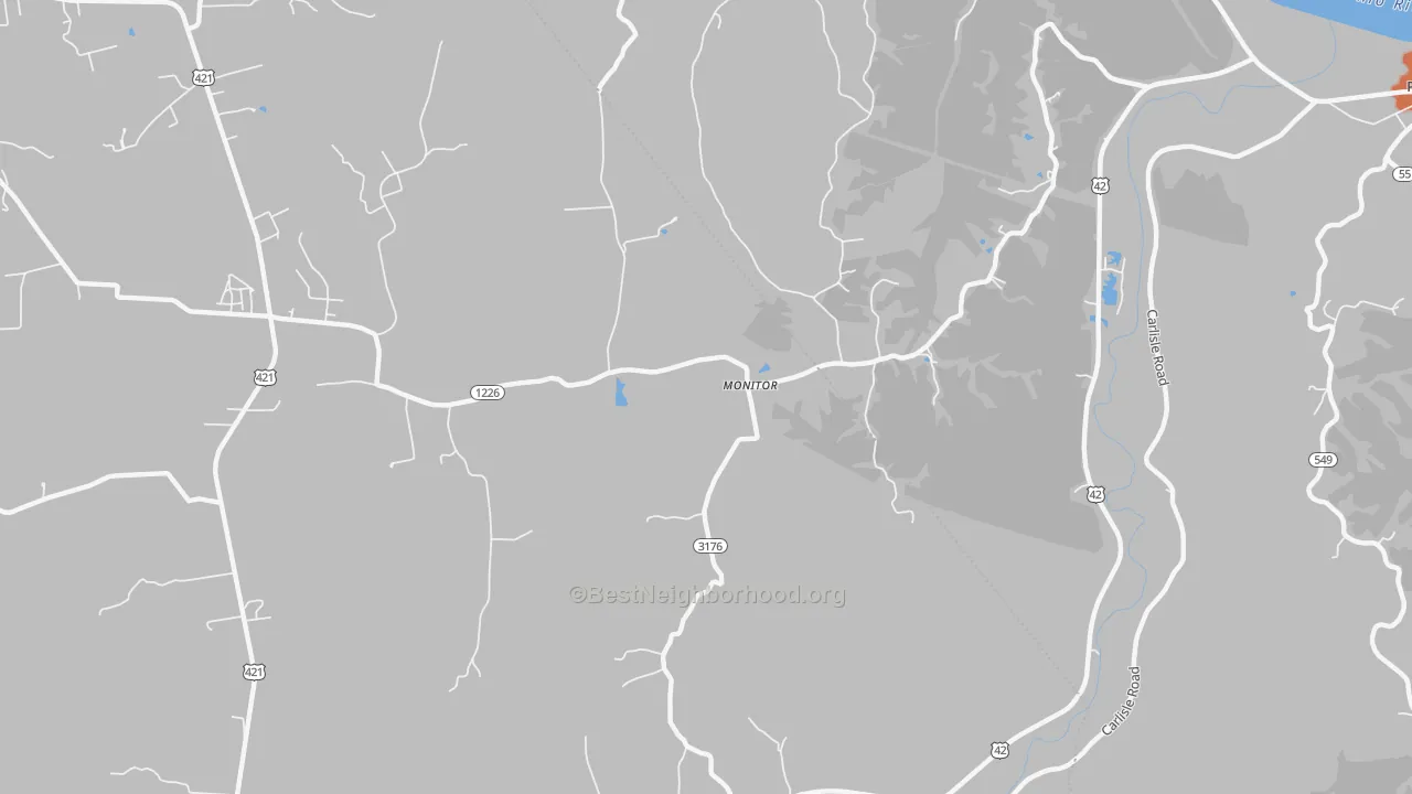 Bike Grade map of Monitor, KY