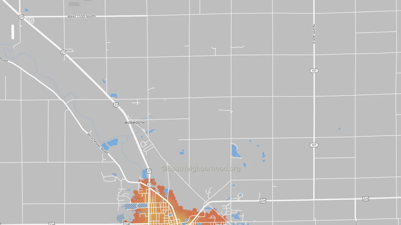 Bike Grade map of Monmouth, IN