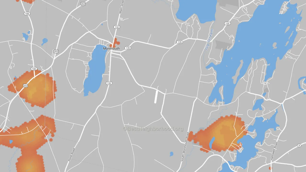 Bike Grade map of Monmouth, ME