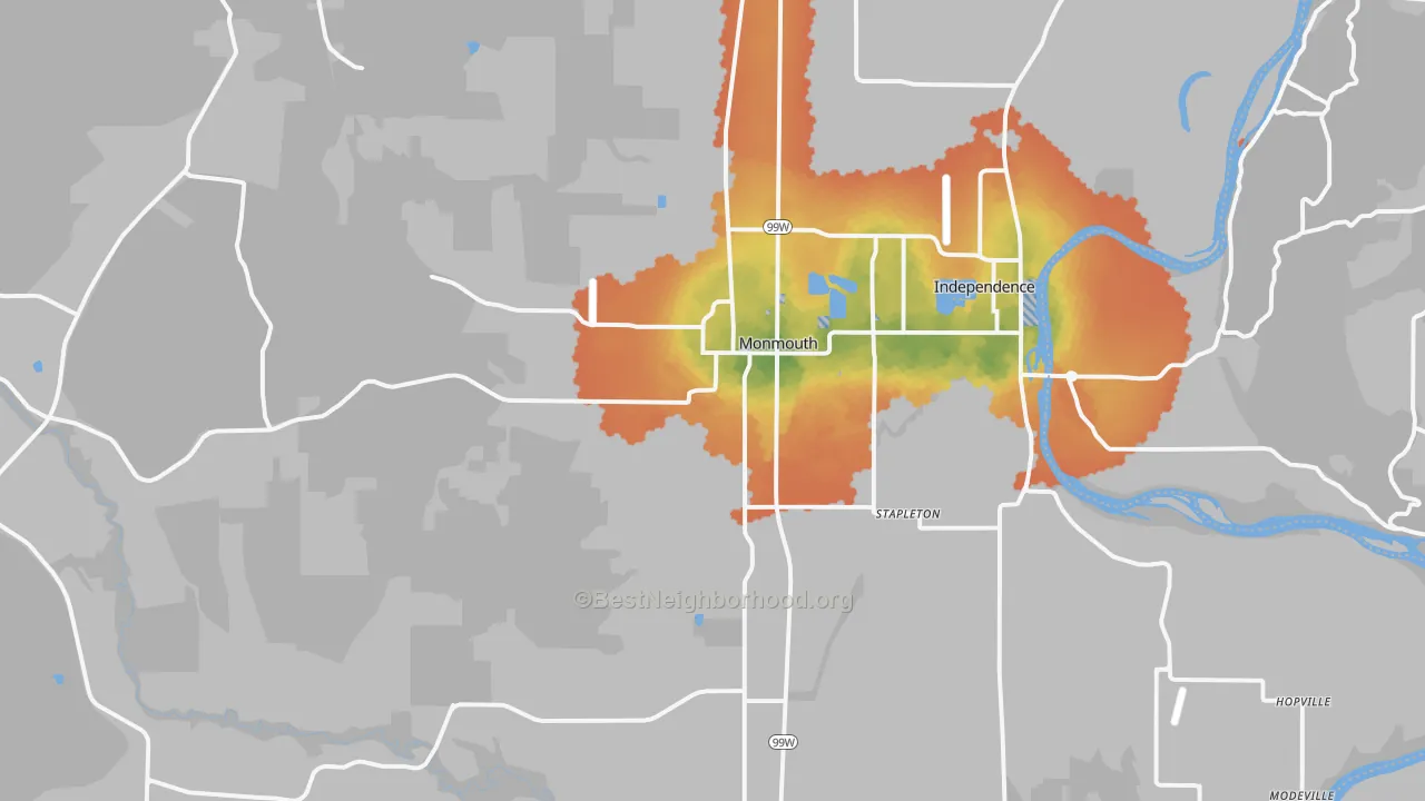 Bike Grade map of Monmouth, OR