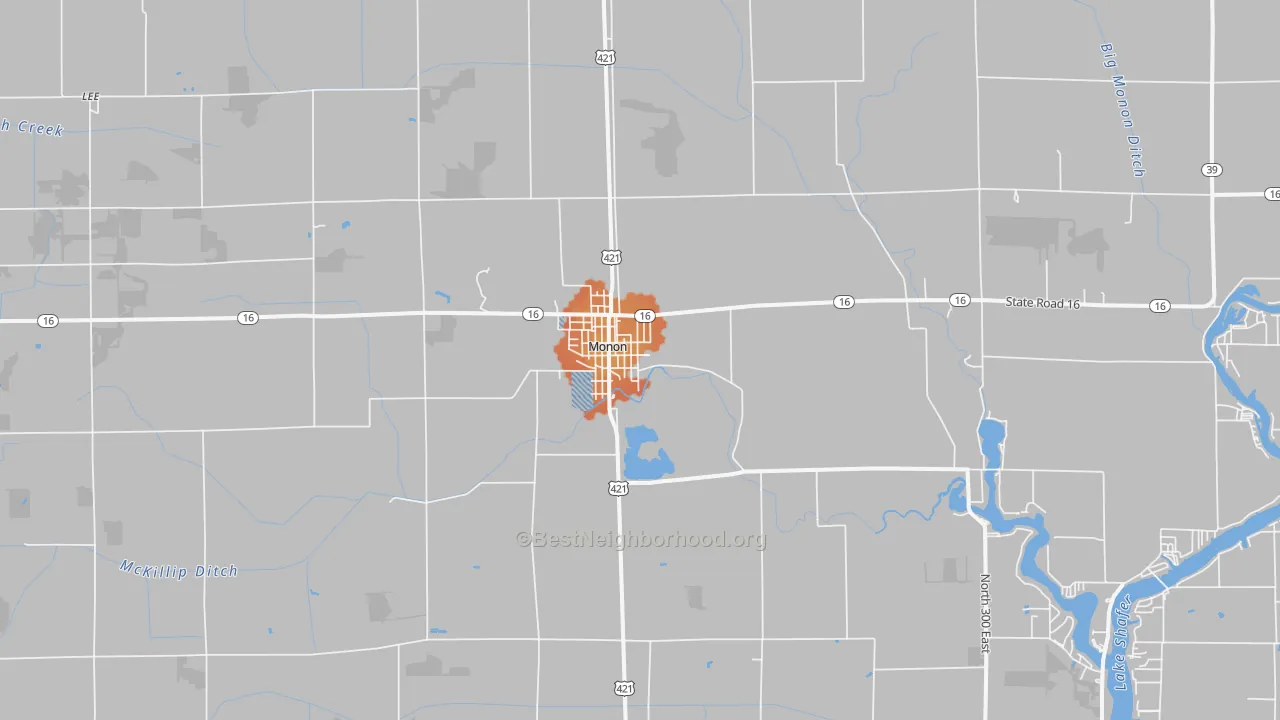 Bike Grade map of Monon, IN