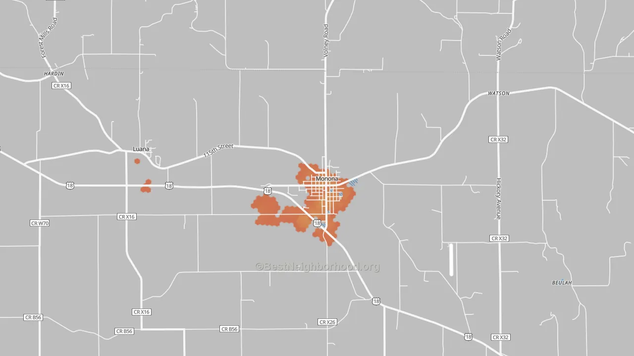 Bike Grade map of Monona, IA