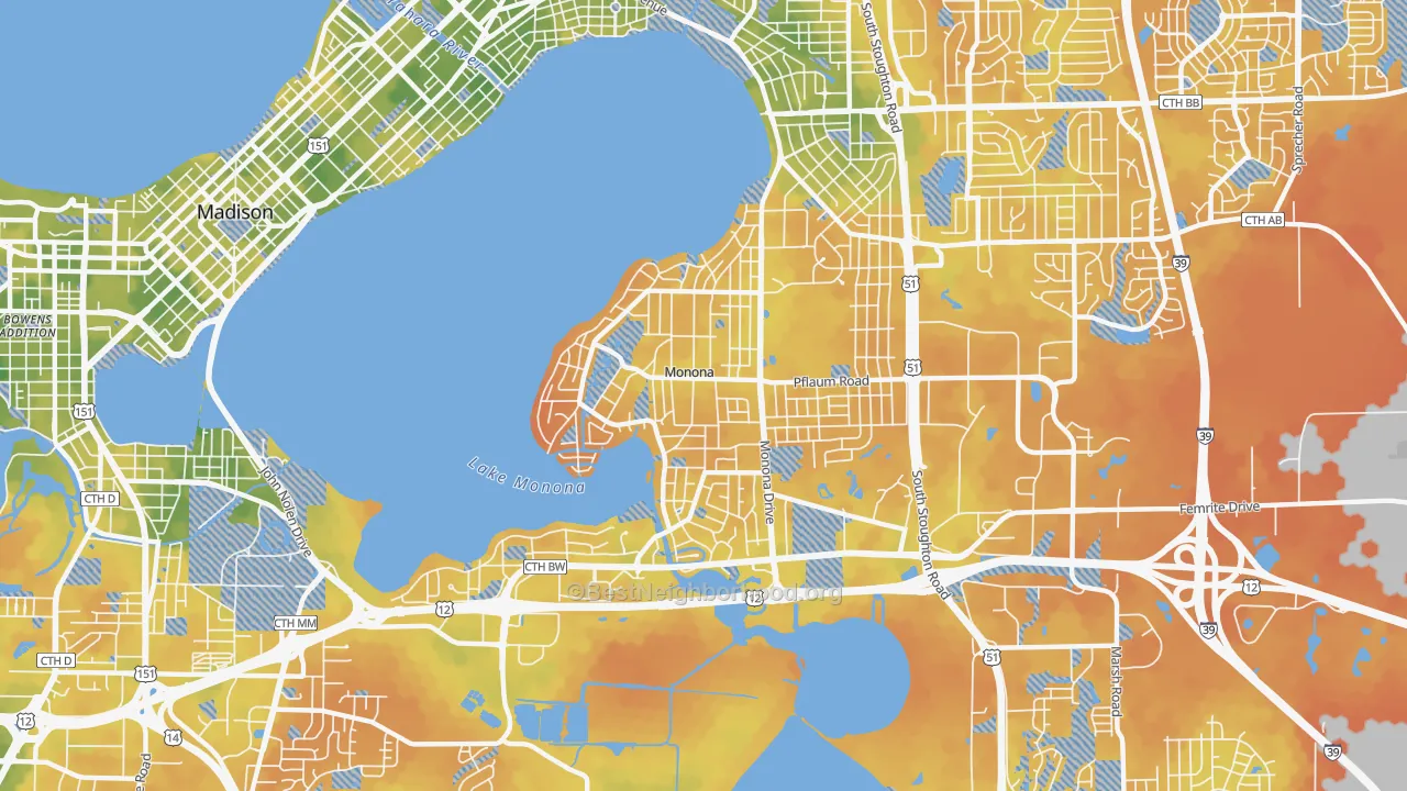 Bike Grade map of Monona, WI
