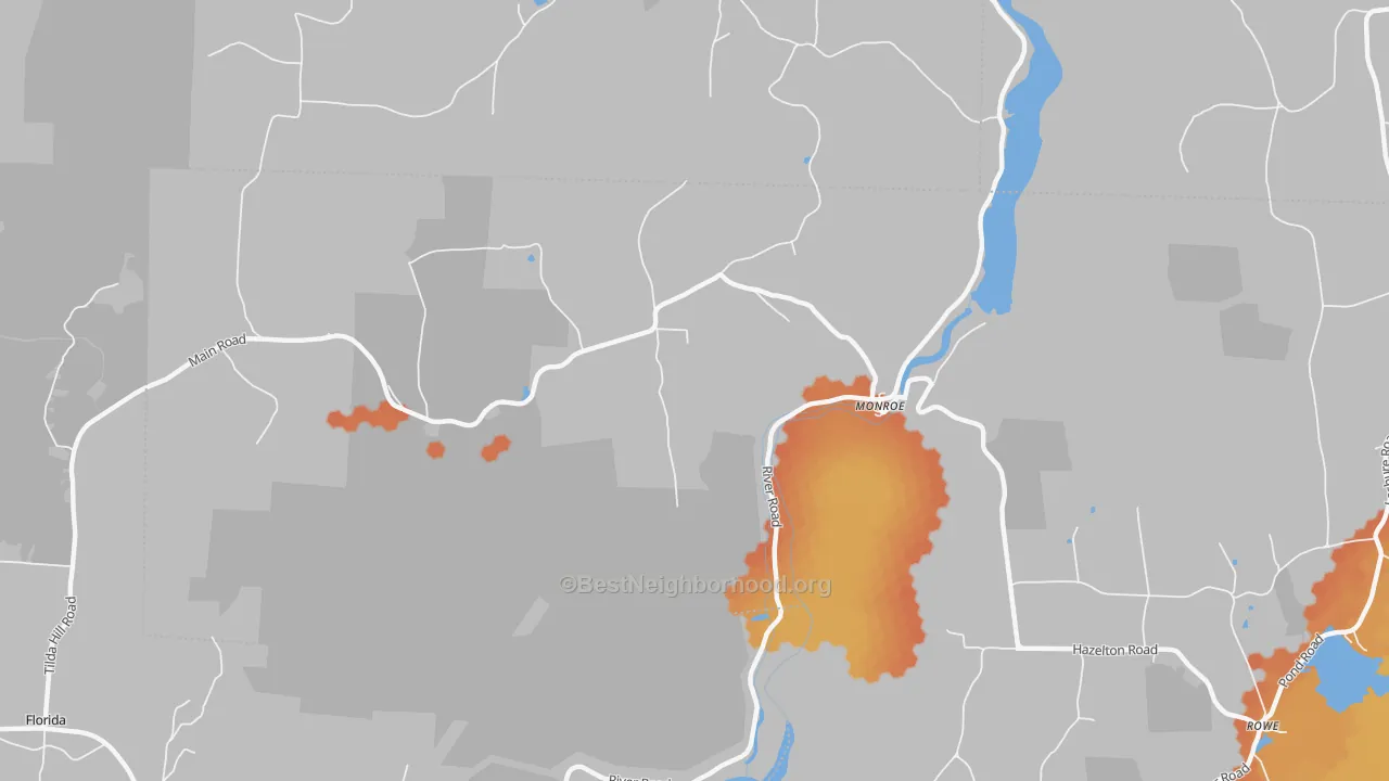 Bike Grade map of Monroe Bridge, MA